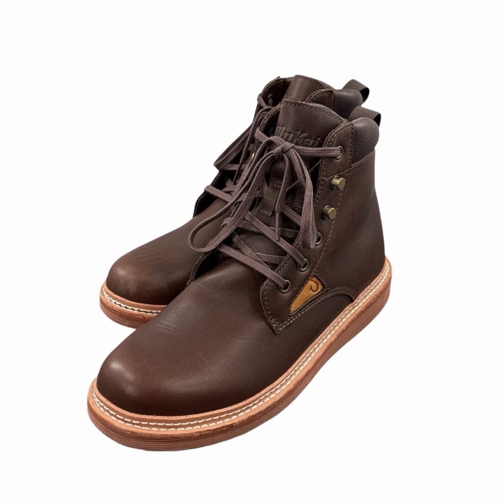 OluKai Kilakila Waterproof Lace-Up Brown Leather Waterproof Boot Men's Size US 9 - Picture 2 of 10